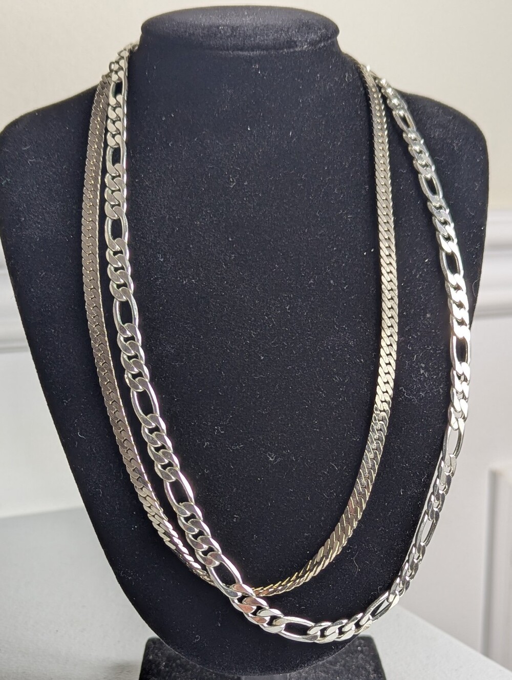 🔹(3for$20)🔹Silver Tone Necklace Bundle Herringbone 2pc Set